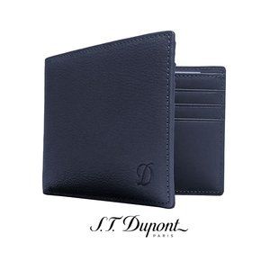 S.T. Dupont 093000B Outlet SLG Blue Grain Leather 6 CC Men Wallet Bill Holder